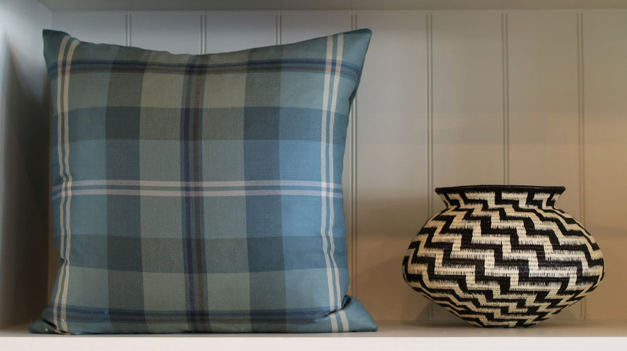 Teal Plaid Square 20"