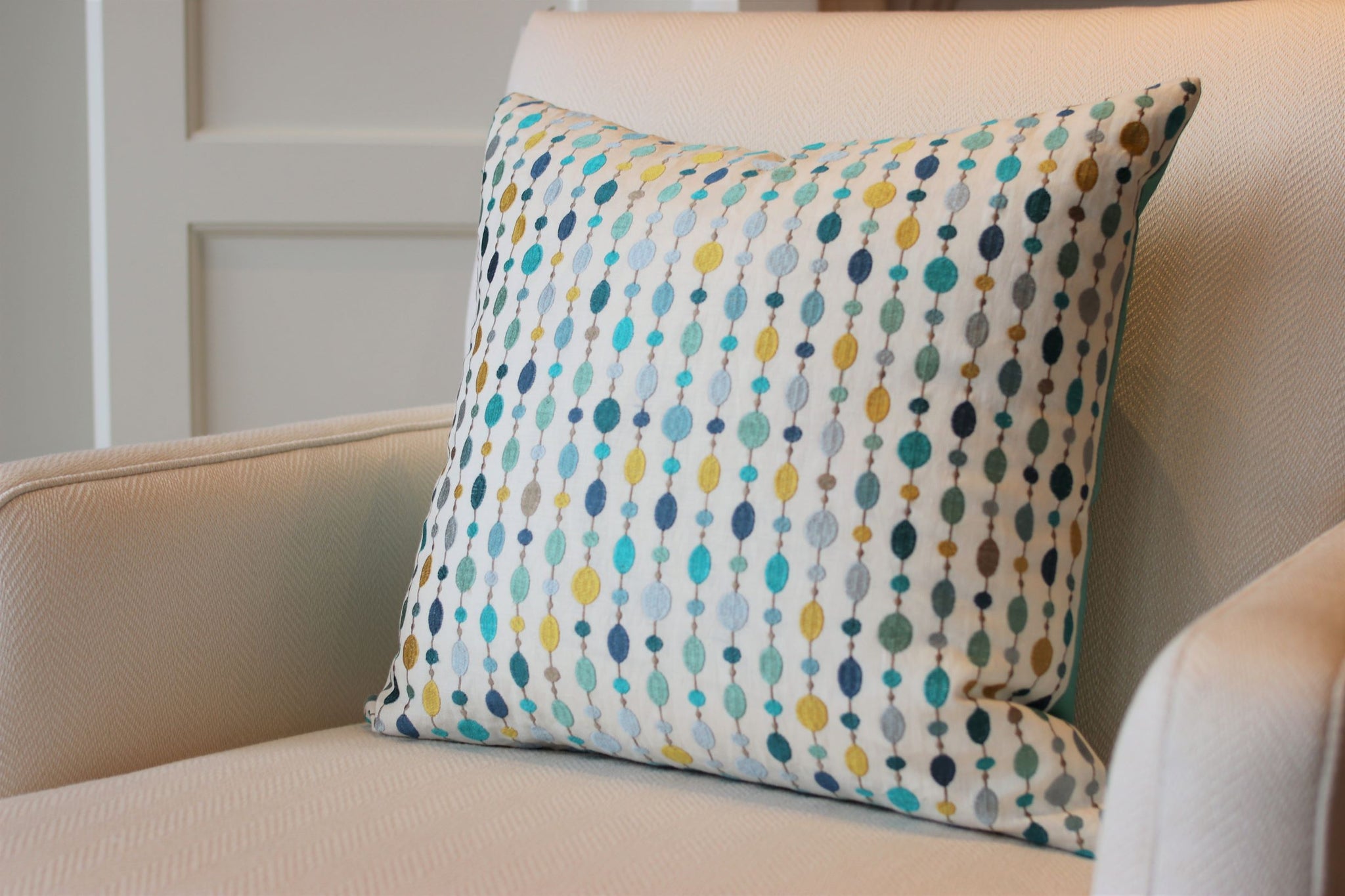 Wooden Beads w/ Turquoise Silk Square