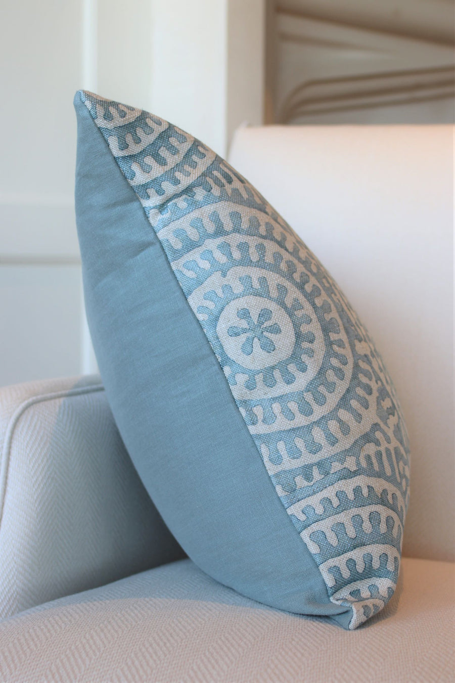 Blue Suzani 22" Square Pillow