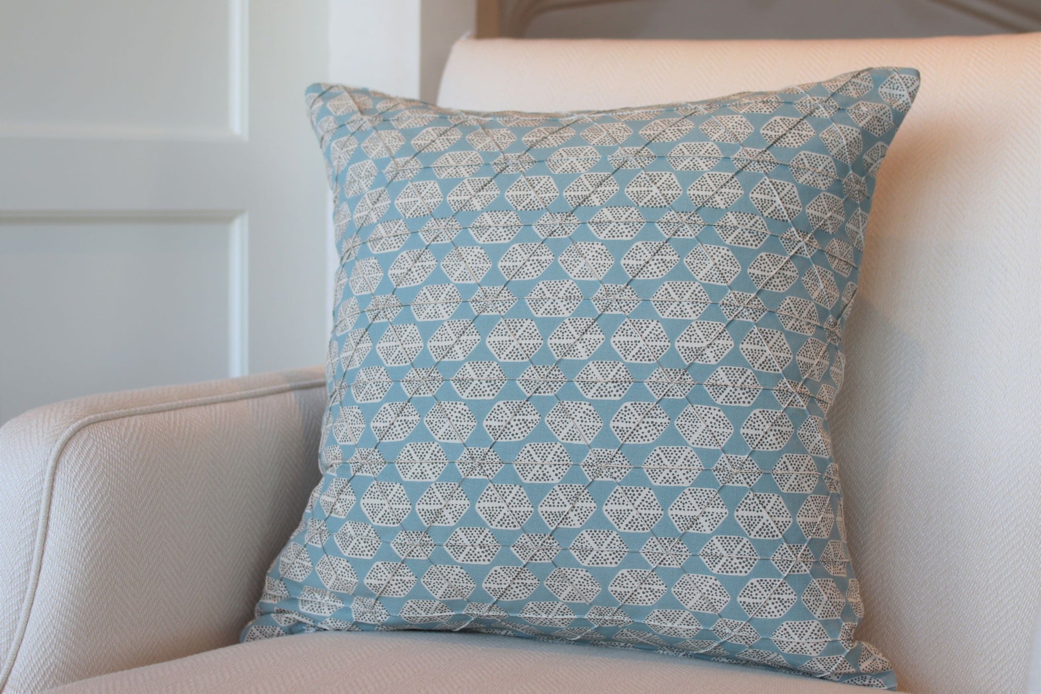 Six Sided Dot, Aqua 22" Square Pillow