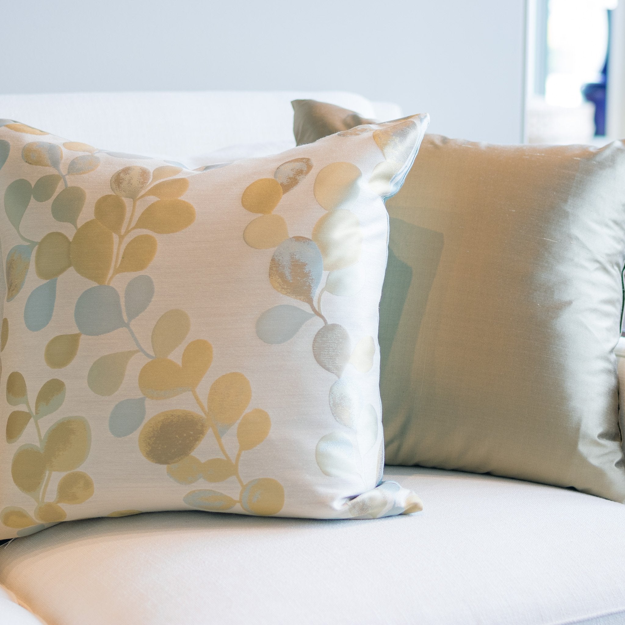 Aqua & Gold Leaf Square